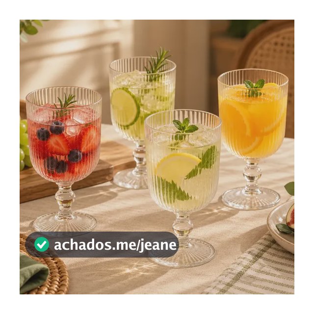 Jogos De 4 Taças Cameratta Transparente 360ml Em Vidro Gamma Transparente