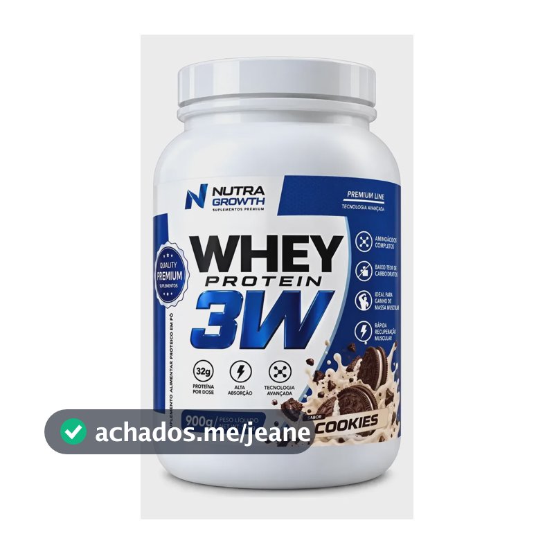 Whey Protein 3w 900g Whey Nutra Growth Cookies