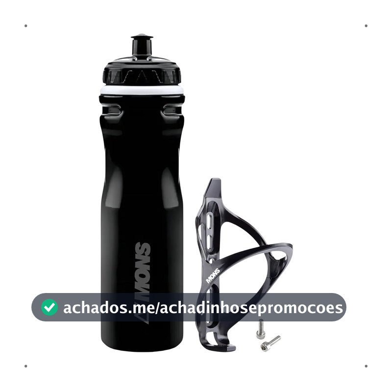 Garrafinha Squeeze Água 600ml Bike Mtb Garrafa Caramanhola Isotérmica Com Suporte Preto