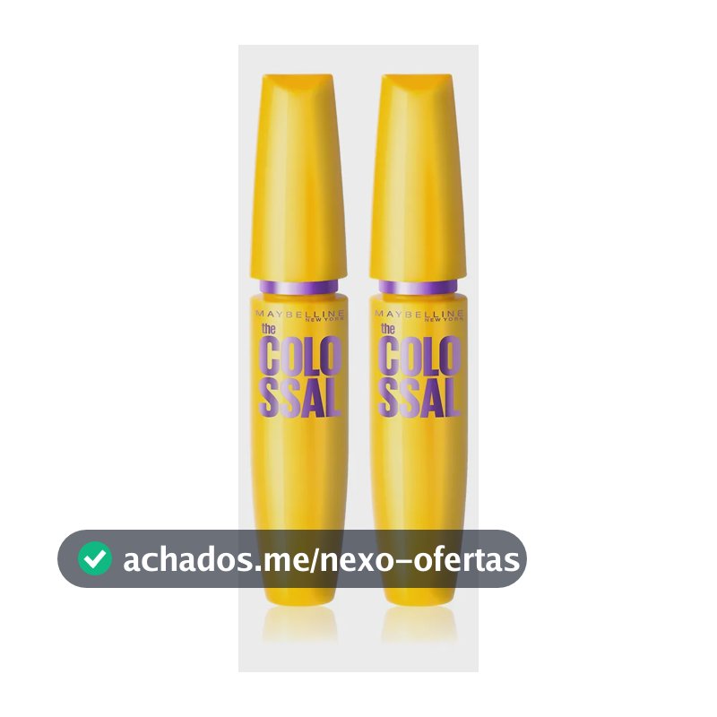 Maybelline NY The Colossal Volum' Express, Kit Máscaras de Cílios, Volume Colossal, Remoção Instantânea com Água, Fórmula com Colágeno, Cor Preto, 2 Unidades