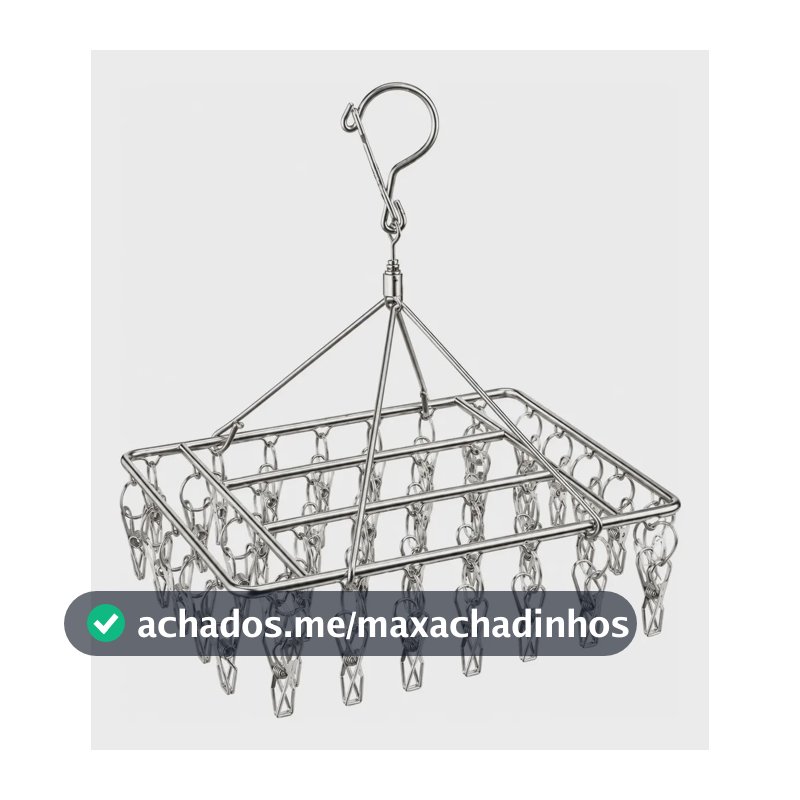 Varal Suspenso Aço Inox 40 Prendedores Roupa Íntima Calcinha Prateado
