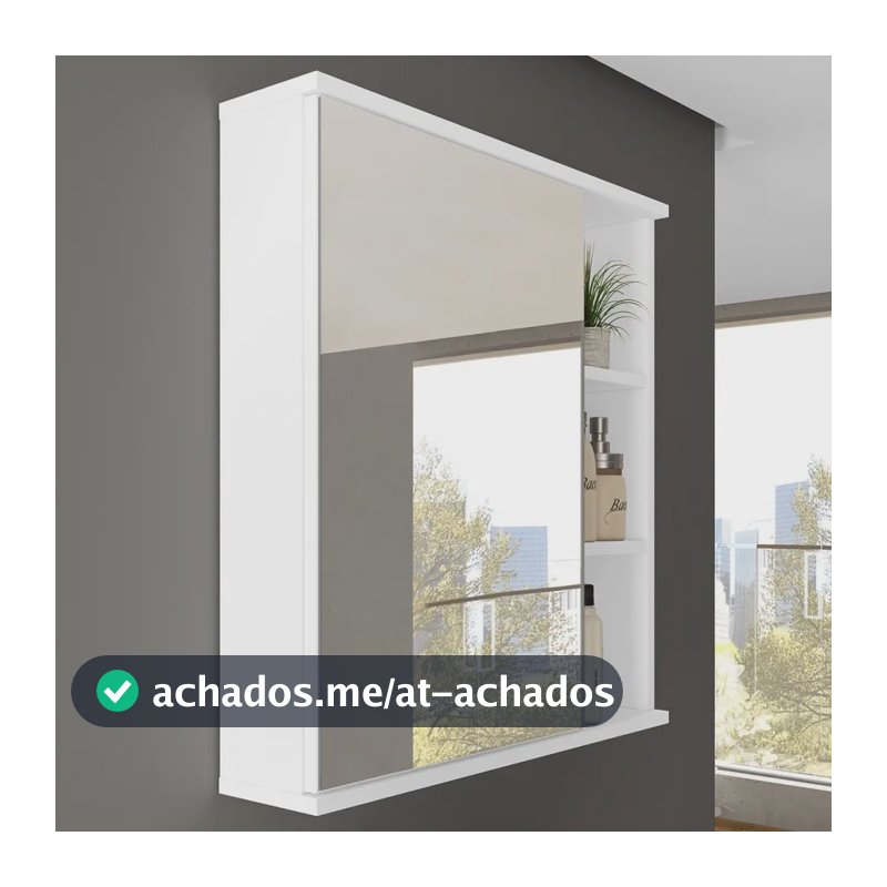 Espelheira de Banheiro Bia 60cm 1 Porta com Espelho Móveis Bosi Branco