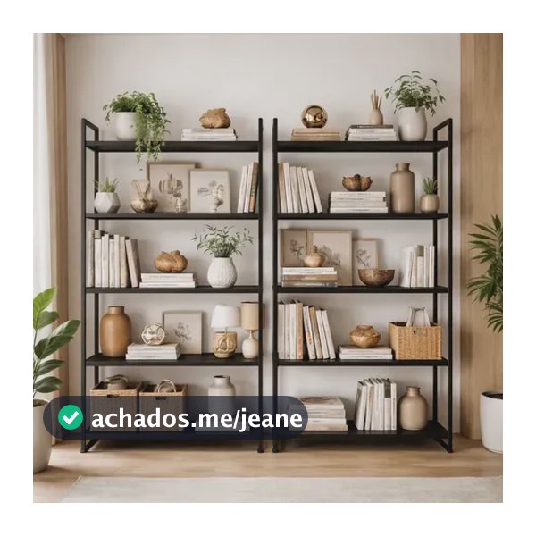 Kit 2 Estante Industrial De Livro P/ Escritório Organizadora Preto