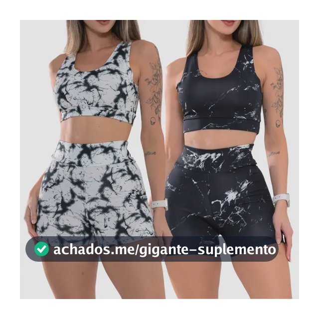 Kit 2 Conjunto Academia Feminino Tye Die Shorts, Top Fitness