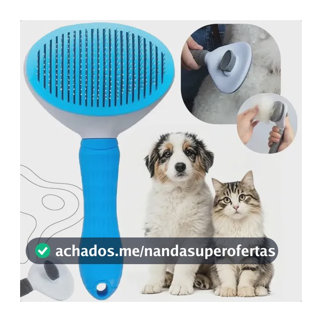 Escova Pet Autolimpante Rasqueadeira Magica Pelos Cães Gatos Cinza-escuro