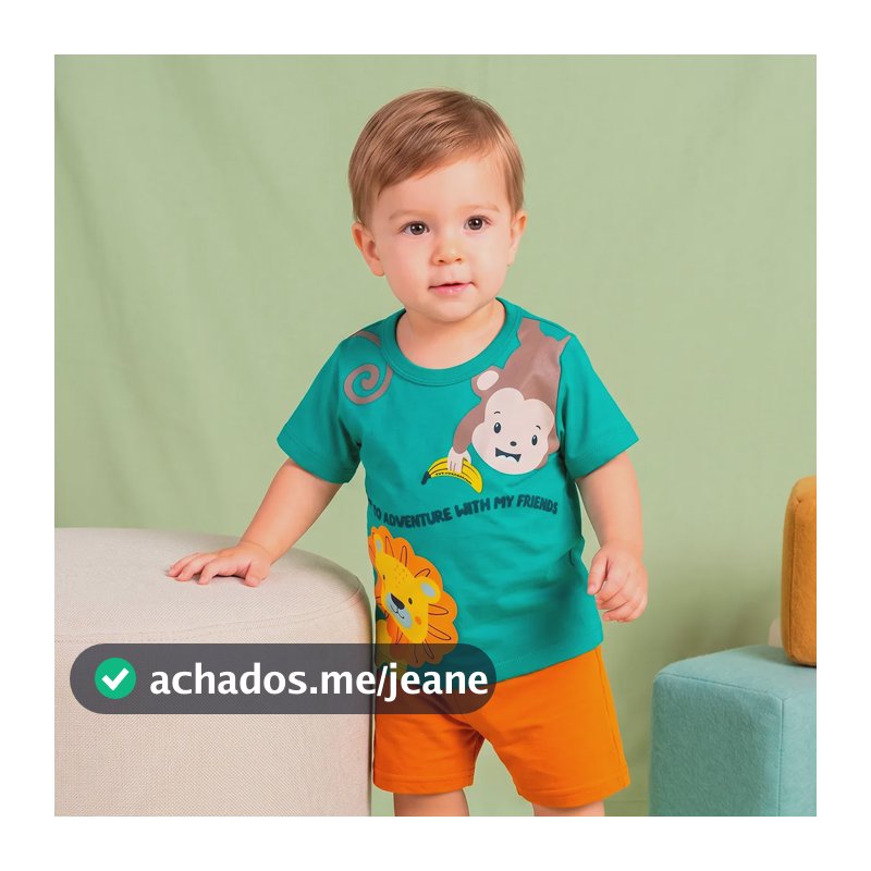 Conjunto De Bebe Menino Masculino Infantil Verão De Algodão Safari C0125 1 (veste 6 A 12 Meses)