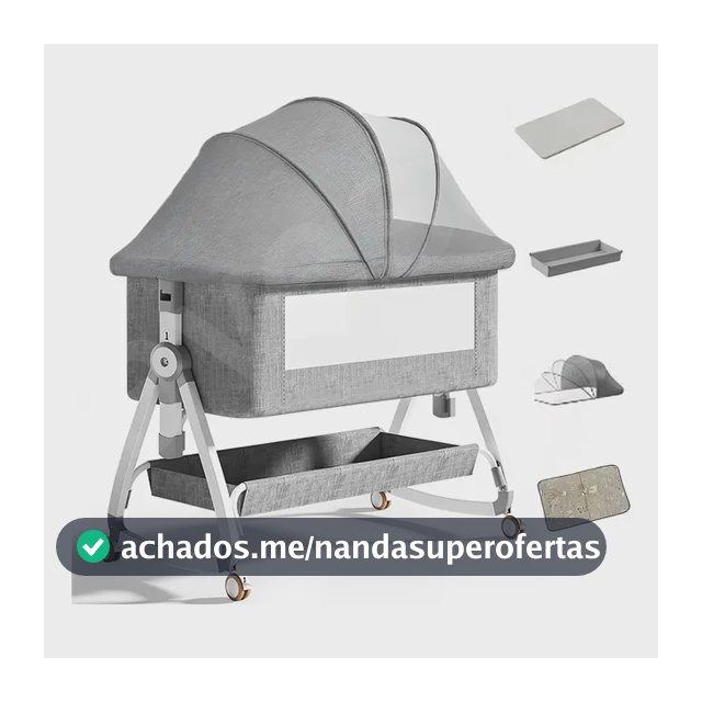 Berço Moisés Portátil Bebê Infantil Balanço Compacto Cinza Portátil Balanço Compacto Cinza