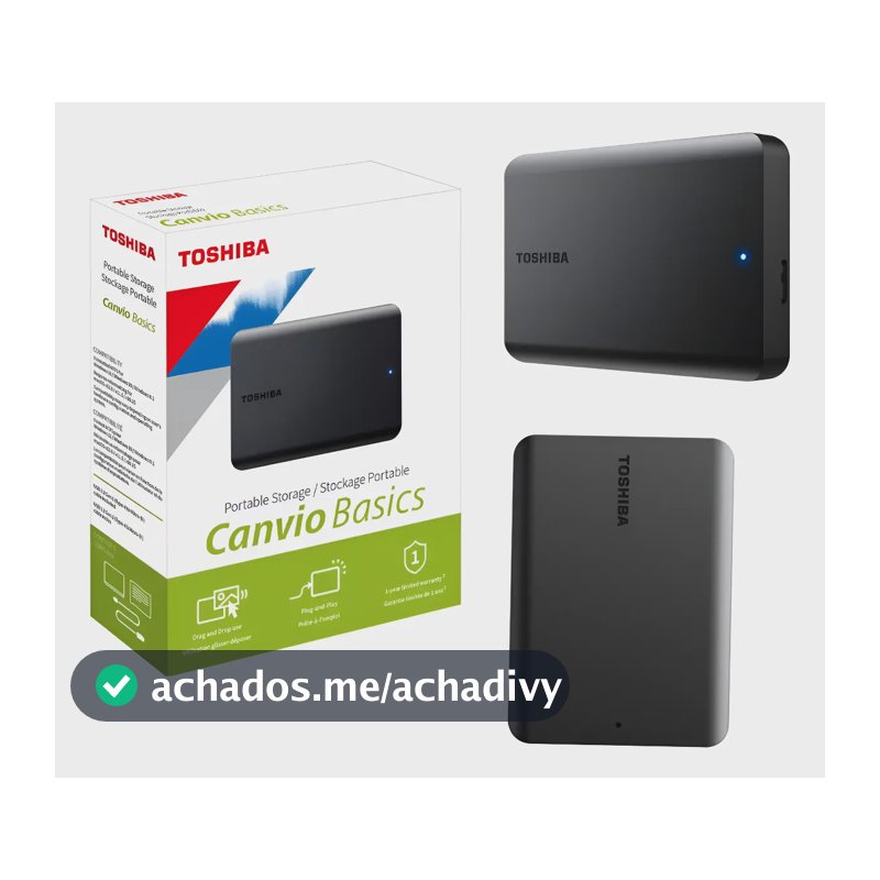 Hd Externo Toshiba Canvio Basics 2tb Usb 3.0 Preto Preto