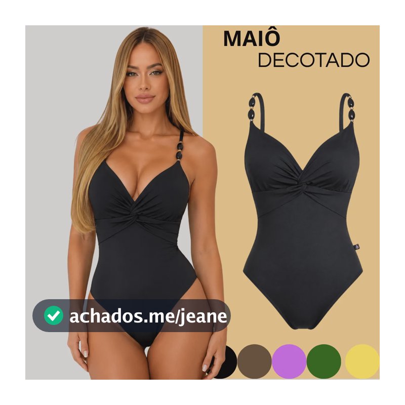Maiô Feminino Praia Suplex Poliamida Premium Body Comfortáve Preto Liso M(38-40)