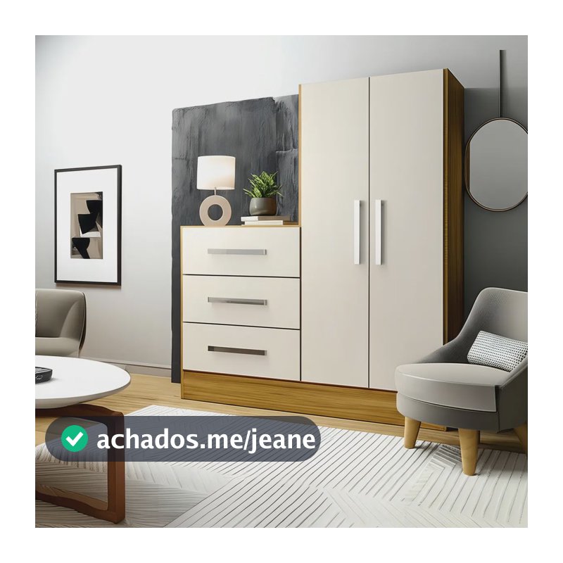 Cômoda Rodial 2 Portas 3 Gavetas Dunas Off White Pintura UV