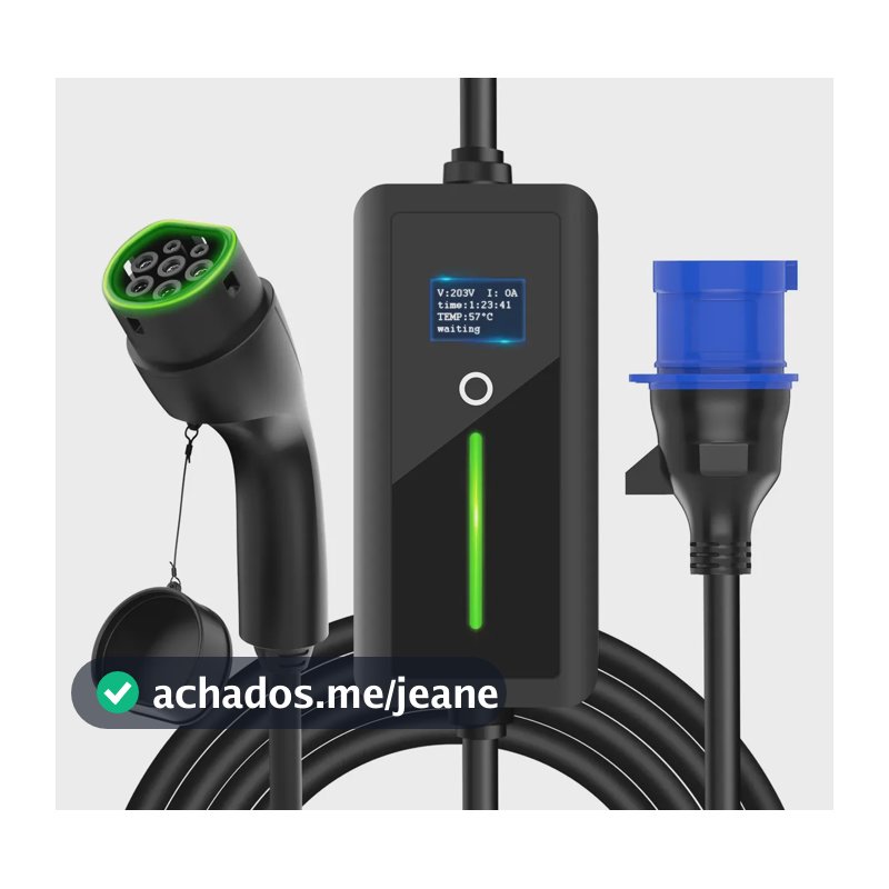 Carregador Carro Elétrico Portátil 7 Kw, Ajustável De 8-32a, Cabo De Carregamento Tipo 2 De 5 Metros Para Ev E Phev