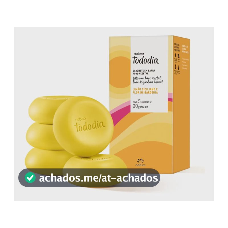 Sabonete Natura tododia limão siciliano e flor de Gardênias em barra 5 unidades 90g cada