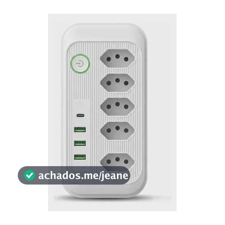 Extensão Elétrica Tomadas Usb Type-c Bivolt Filtro De Linha Branco Jxb95+3+1