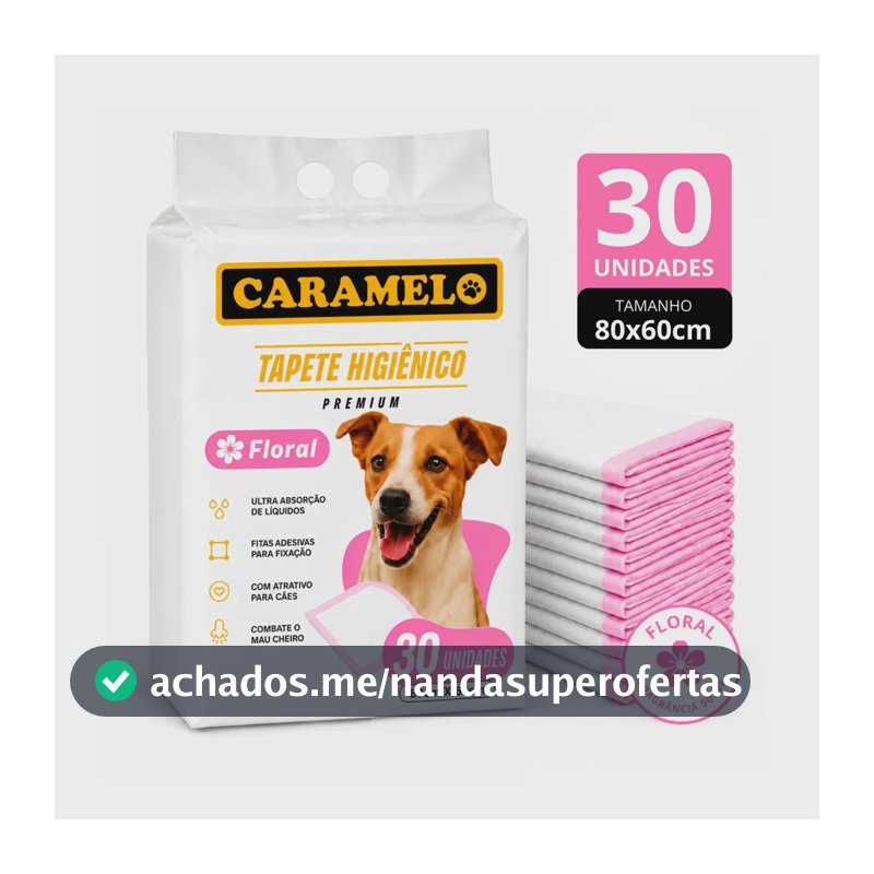 Tapete Higiênico Caramelo Para Cachorro - Floral 80x60 30 Unidades