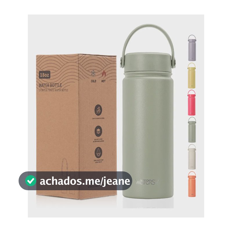 Garrafa Térmica Inox 532ml Parede Dupla Gelada 24h Com Alça Verde-musgo
