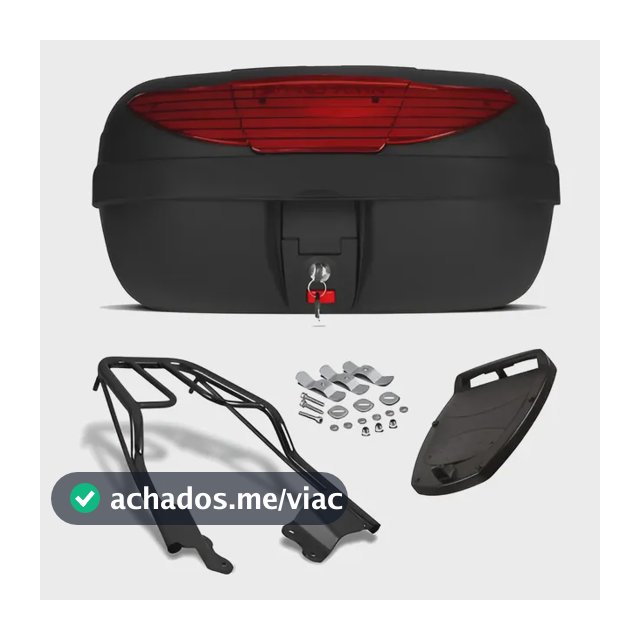 Bau Bauleto 45 Litros Protork Bagageiro Suporte Moto Preto