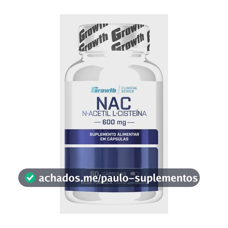 (nac) N-acetil L-cisteina 60 Cápsulas Growth Supplements Sem Sabor