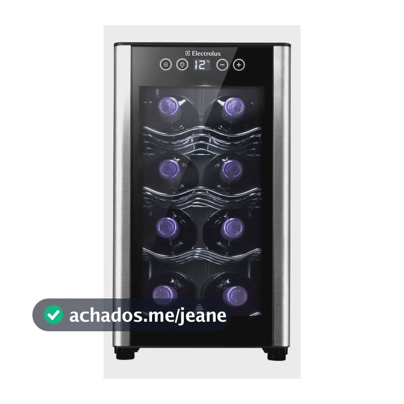 Adega de vinho Electrolux 8 garrafas Uma Porta Acabamento em Alumínio ACB08 Bivolt Preto