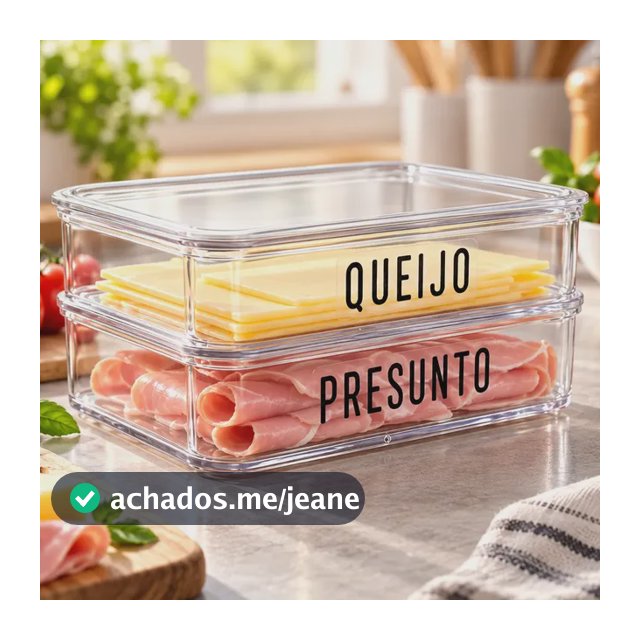 Porta Frios Pote Hermético Acrílico Presunto Queijo Tampa Transparente