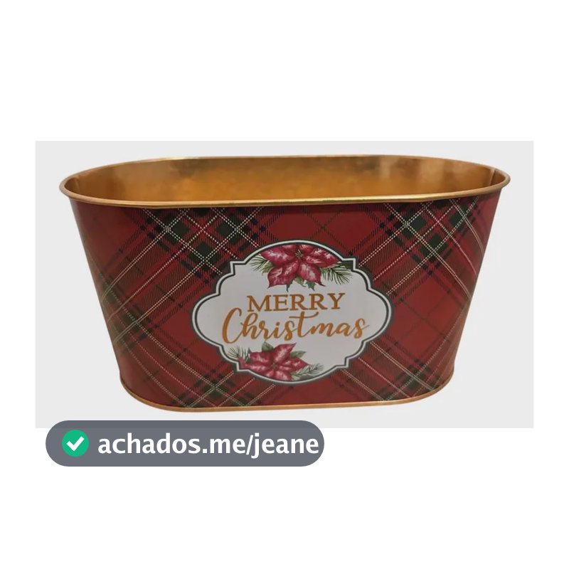 Cachepot Natalino De Metal Decorativo Enfeite Presente Flor Verde-claro