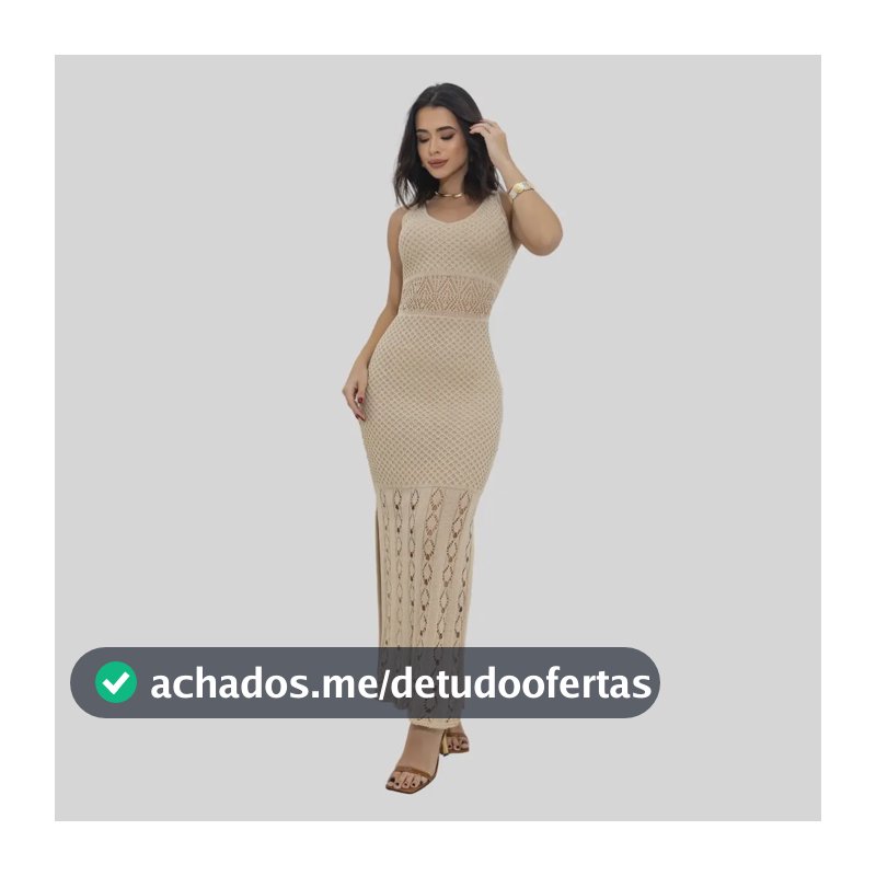 Vestido Longo Tricot Alcinha Fenda Elegante Lançamento Verão Creme Único