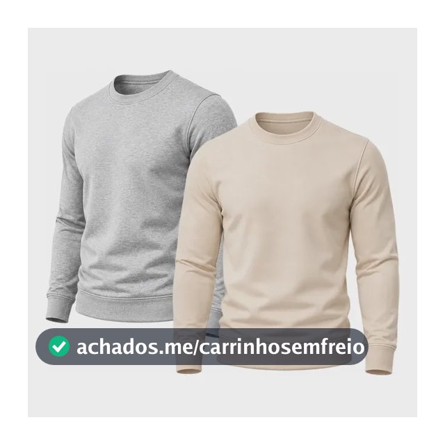 Kit 2 Blusa Moletom Masculino Gola Careca Algodão Premium