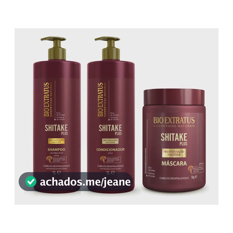Kit Shampoo, Condicionador E Máscara Shitake Bio Extratus 1l