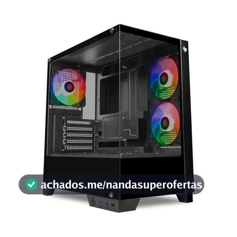Gabinete Gamer Aquario Pichau Magpie 4xb Mini-t Lat De Vidro C/3fans
