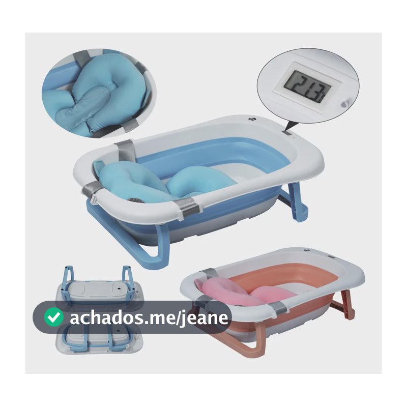 Banheira Para Bebe Confortável Segura Teu Baby Dobrável Cor Azul