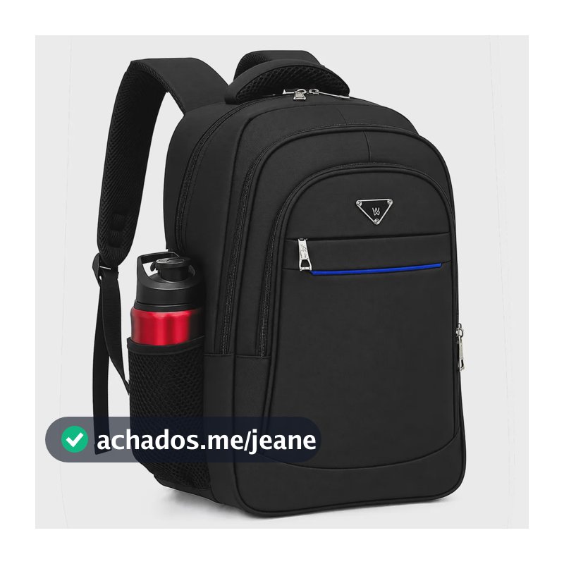Mochila Reforçada Masculina Resistente Grande Notebook Executiva Trabalho Viagem escolar trabalho Preto Liso