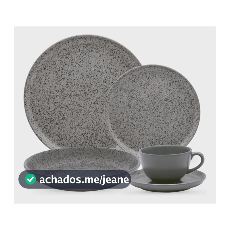 Aparelho De Jantar E Chá 20 Peças Flat Gray Cor Cinza Oxford Cinza Liso