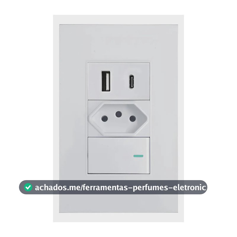 Tomada Interruptor Paralelo + Usb Tipo C De Parede Universal Branco