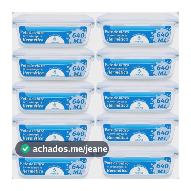 Kit 10 Potes Vidro 640ml Hermético Tampas 4 Travas Cozinha Branco