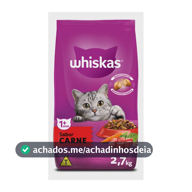 Ração Whiskas Carne Gatos Adultos 2,7 kg