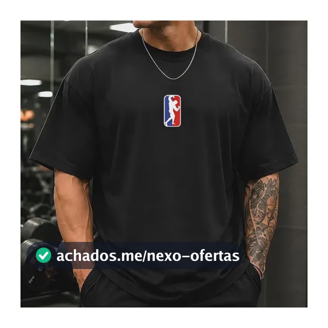 Camiseta Oversized Masculina Algodão Estampa Pose Academia Preto G1