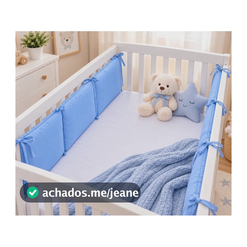 Protetor Acolchoado Para Berço Garanta Noites De Azul Bebê