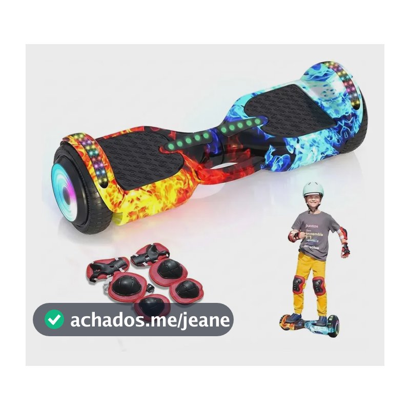 Hoverboard Elétrico Skate Overboard Bluetooth Cor Fogo Gelo Azul