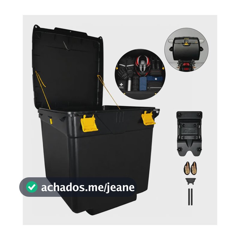 Caixa Baú 110 Litros Com Suporte Universal Motoboy Icbras Preto