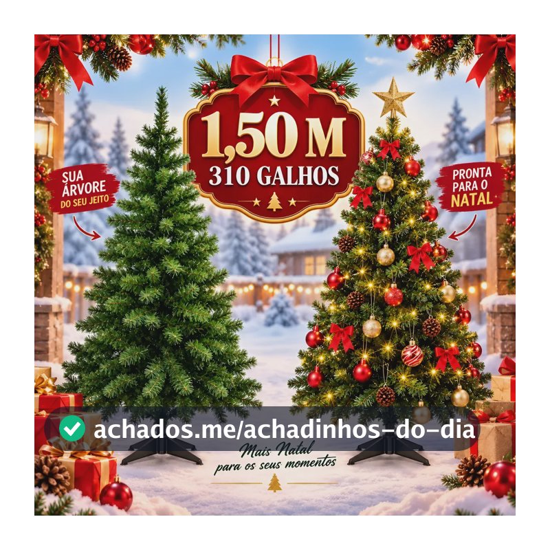 Árvore De Natal Pinheiro 1,50cm 310 Galhos Cheio Natalino Verde