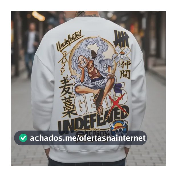 Moletom One Piece Luffy Gear 5 Anime Gola Careca Undefeated
