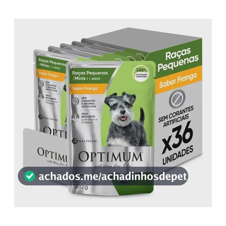 Pack 36 Unidades Ração Úmida Optimum Pequenos E Minis Frango 100g