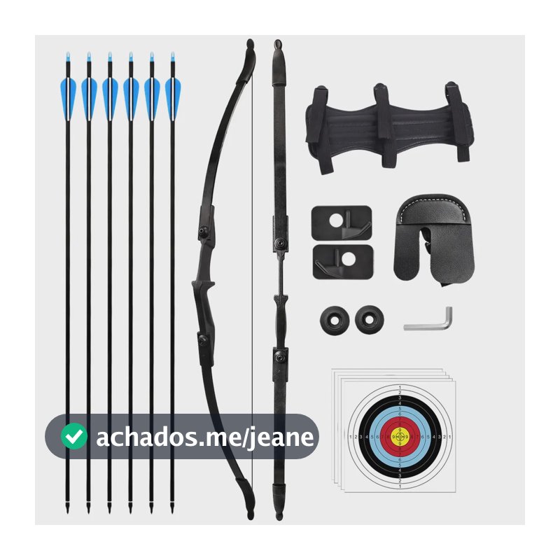 Kit Arco E Flecha Profissional 40lbs Com 6 Flecha+5 alvos Ambidestro