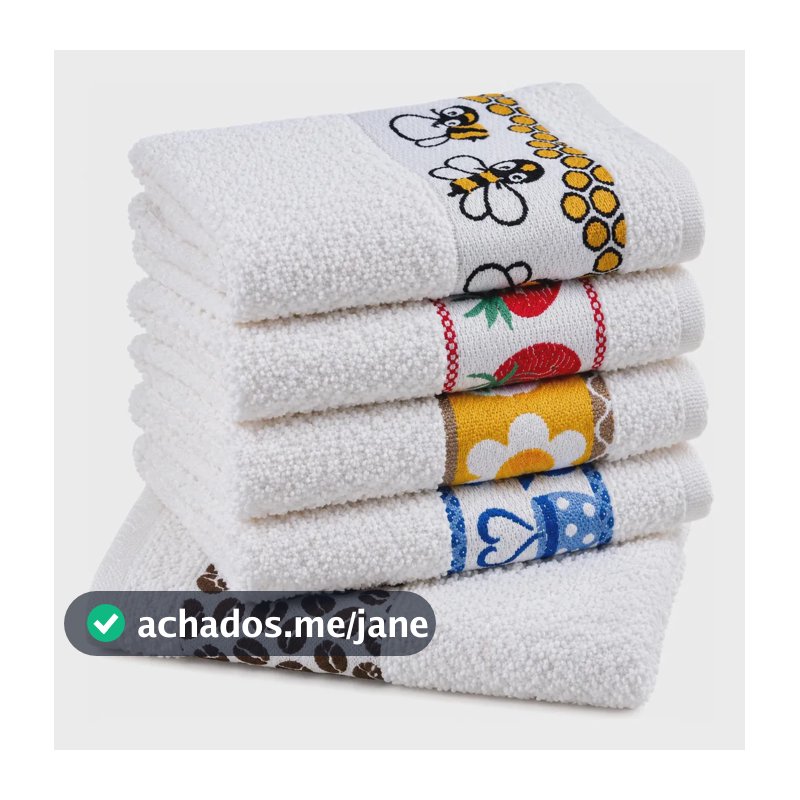 Pano de Prato Atoalhado Atacado Laune Gourmet Kit com 5 peças cor Branco Desenho Sortidos Laune Haus