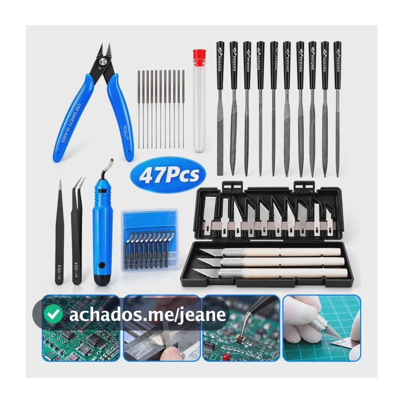 Kit 47 Ferramentas Para Impressão 3d Acabamento Rebarbador Cinza