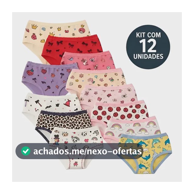12 Calcinhas Infantis Antialérgicas Algodão Premium Conforto