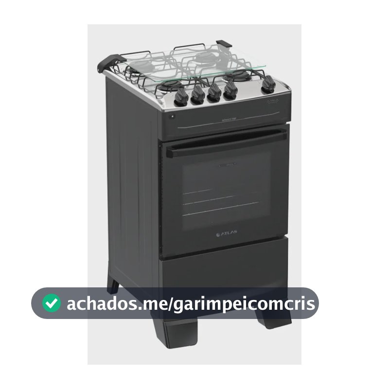 Fogão 4 Bocas Atlas Mônaco Top Preto Bivolt