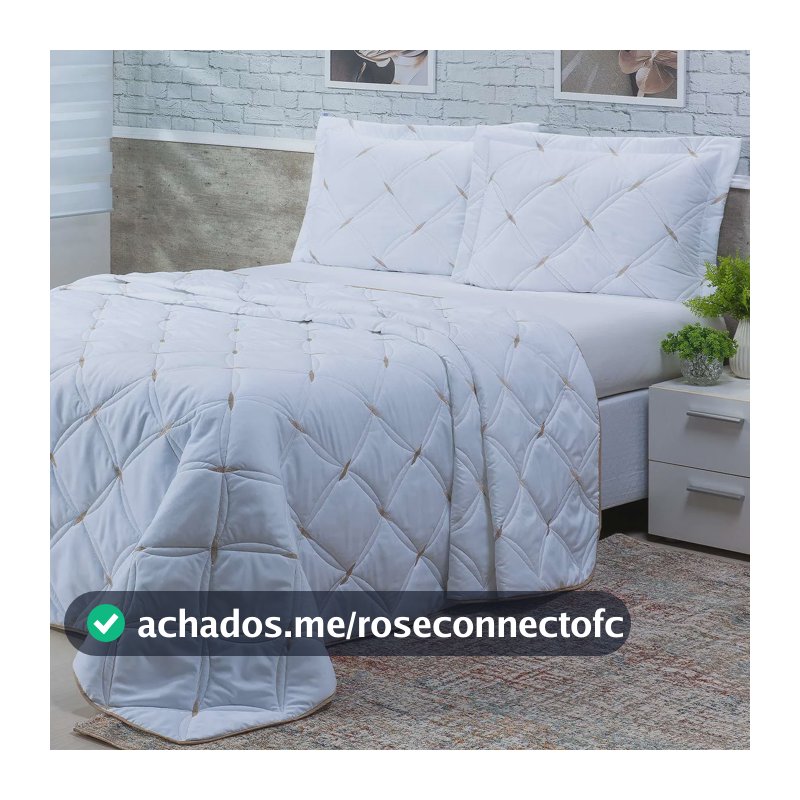 Cobre Leito Colcha Casal 3 Pc Bordado 200 Fios Toque Macio Branco