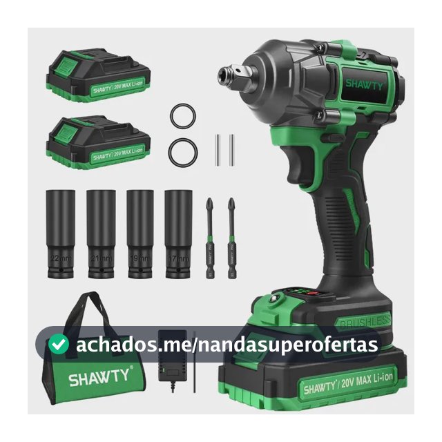 Chave De Impacto Shawty Com Bateria 20V 1/2" E 1/4" Sem Fio - Verde-Musgo