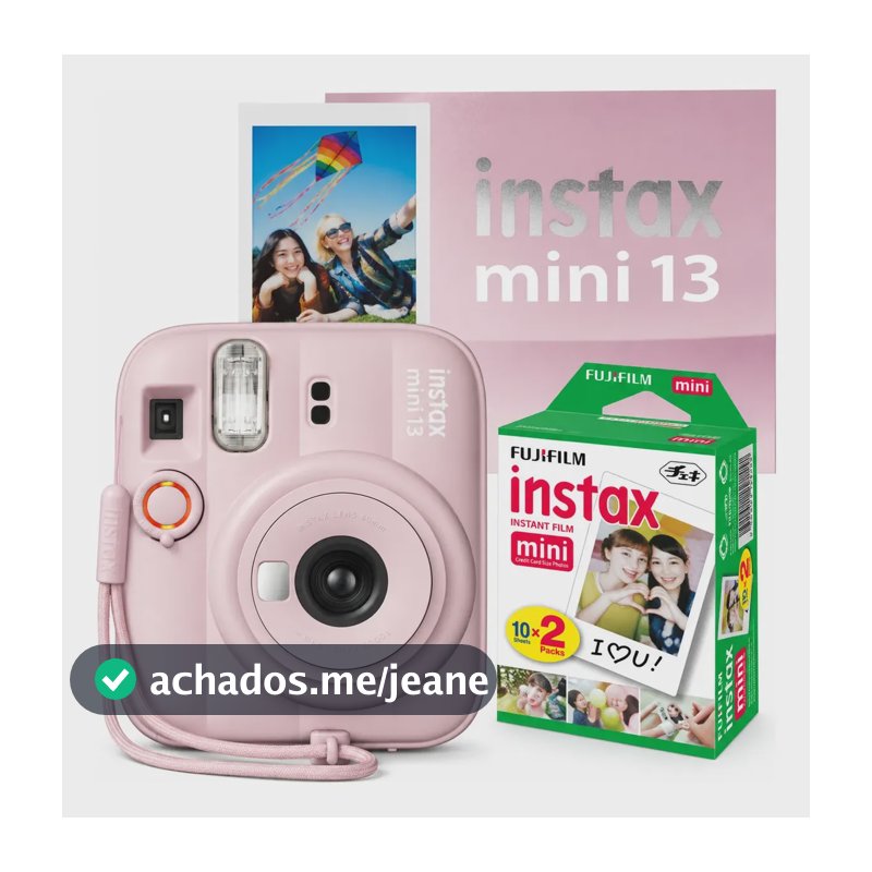 Câmera Instax Mini 13 Fujifilm + Filme 20 Fotos Rosa