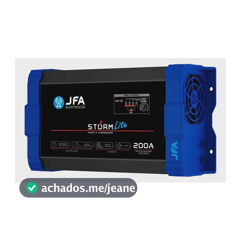 Fonte Automotiva JFA Storm Lite 200A Carregador Bivolt Azul Para Som 10.000W RMS